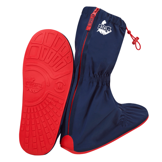 Seal Shoe Covers Navy-Rojo para niños